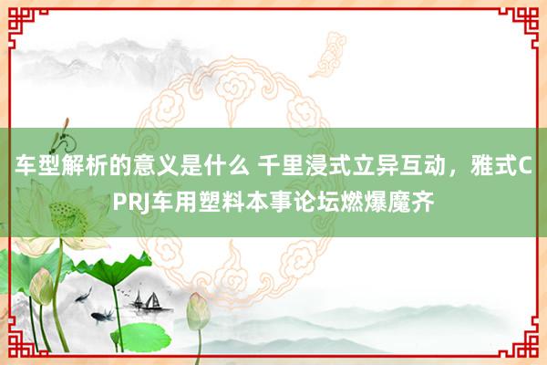 车型解析的意义是什么 千里浸式立异互动，雅式CPRJ车用塑料本事论坛燃爆魔齐