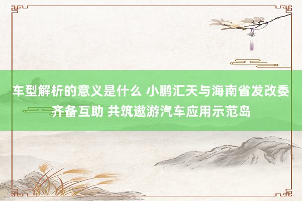 车型解析的意义是什么 小鹏汇天与海南省发改委齐备互助 共筑遨游汽车应用示范岛