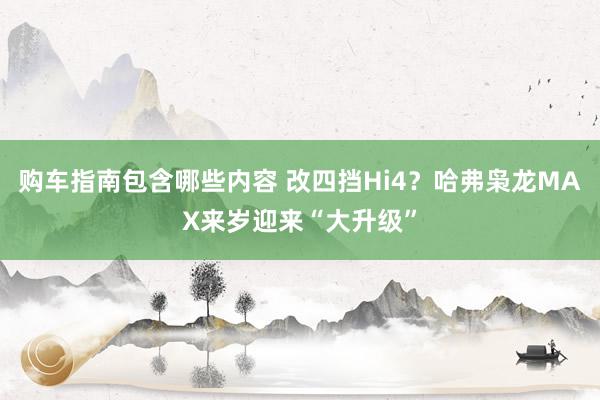 购车指南包含哪些内容 改四挡Hi4？哈弗枭龙MAX来岁迎来“大升级”